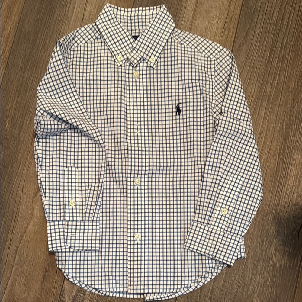 Ralph Lauren Kid’s Navy and White Plaid Shirt